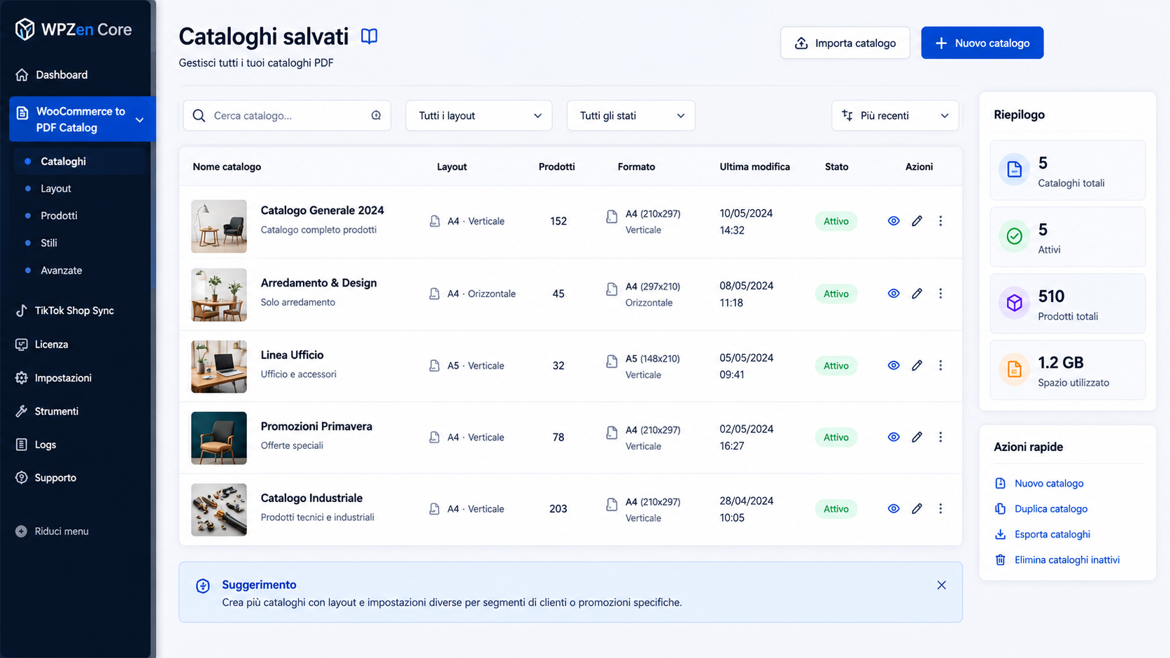 Cataloghi salvati WPZen PDF